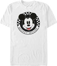 Mickey & Friends Men's Checkered Mickey Mouse Portrait Short Sleeve Graphic T-Shirt