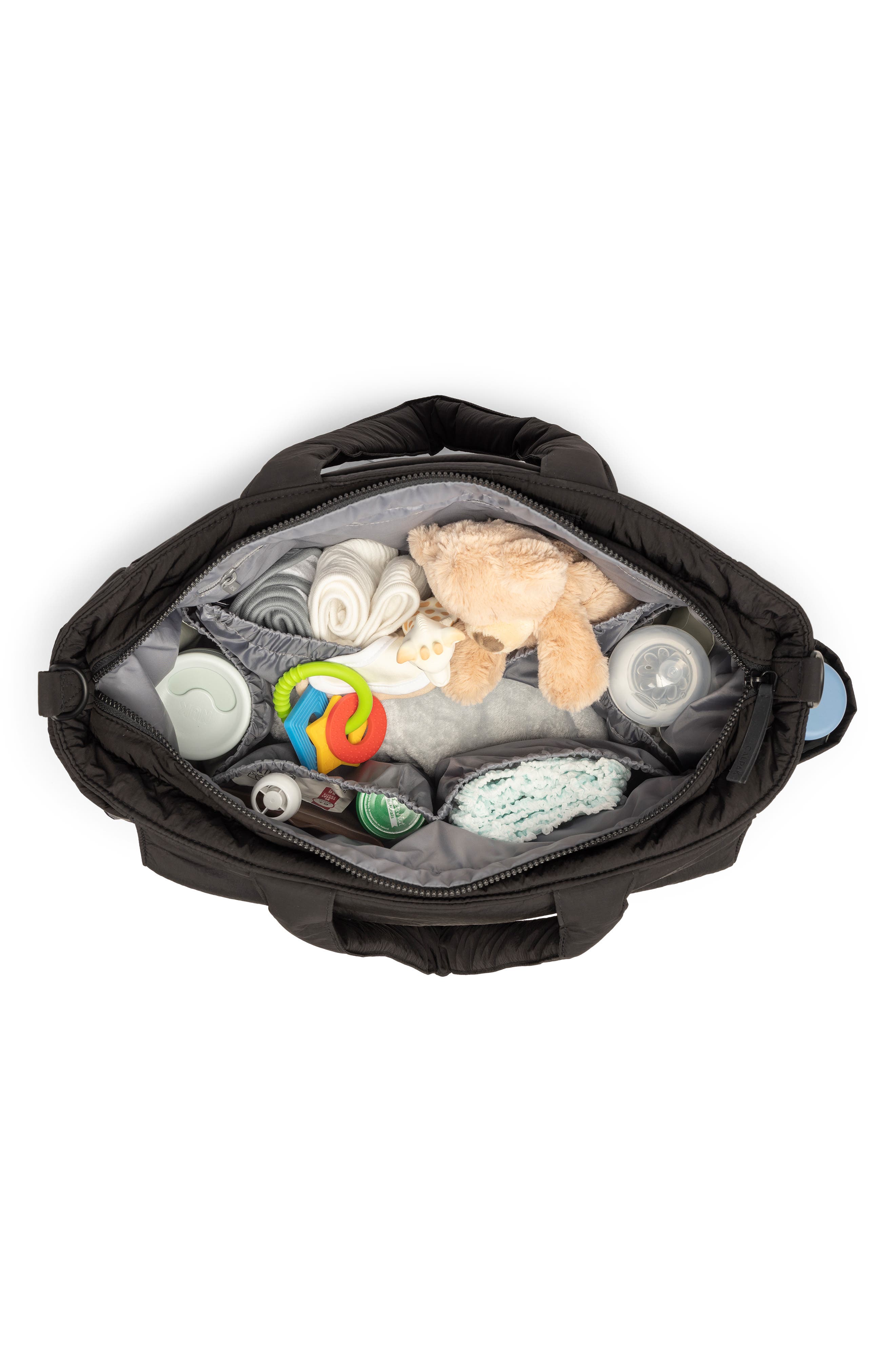 CALPAK Diaper Tote with Laptop Sleeve, Alternate, color, Black