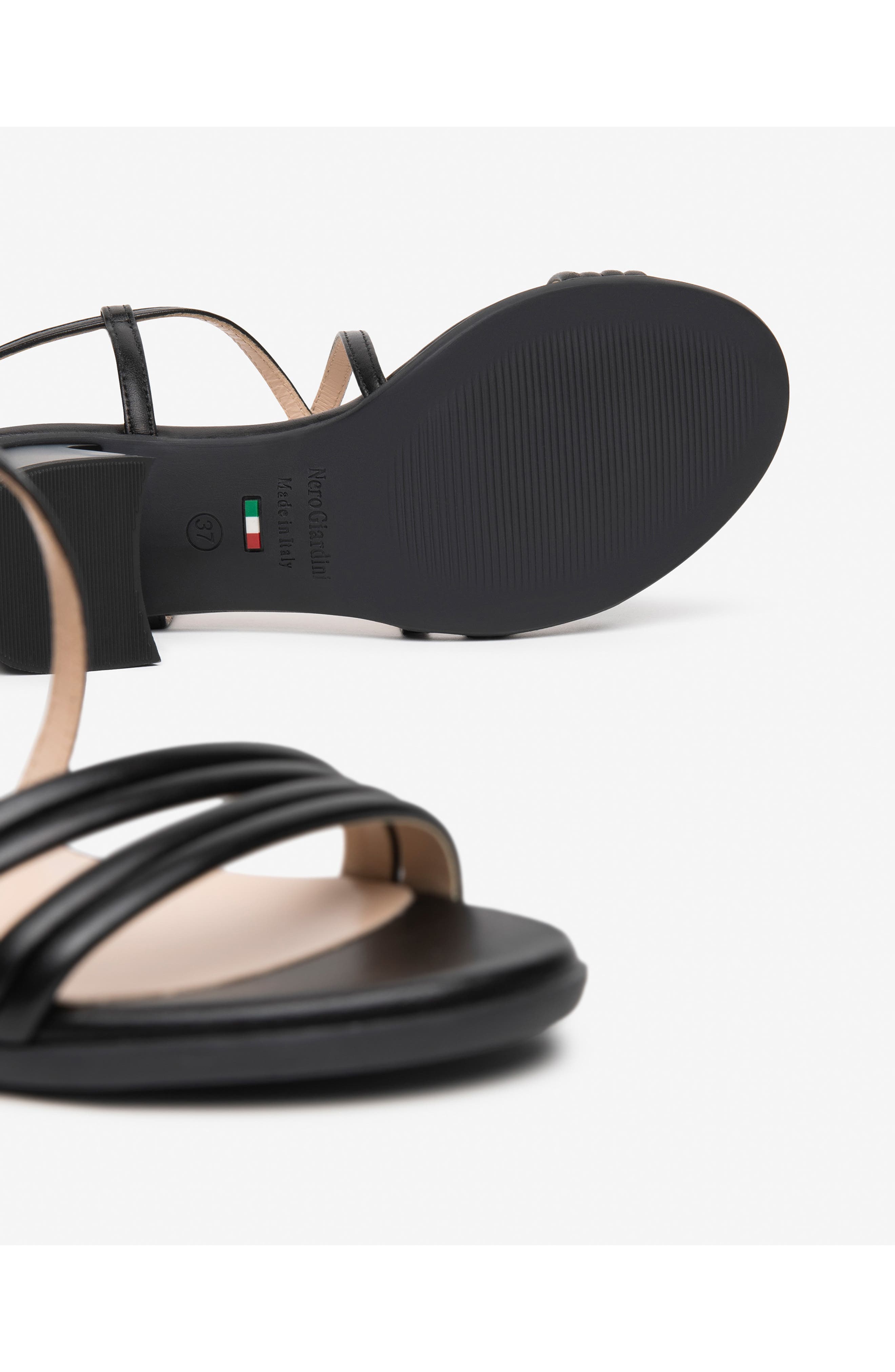 NeroGiardini Strappy Flared Heel Sandal, Alternate, color, Black