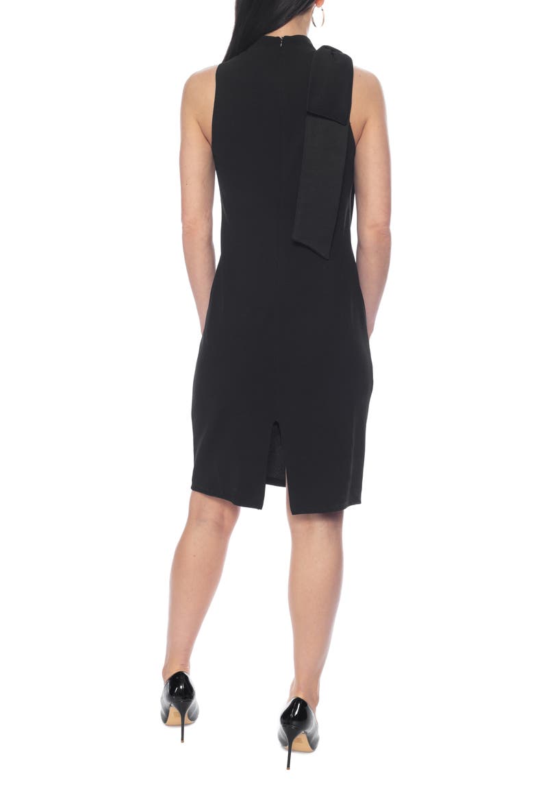Bow Sleeveless Crepe Sheath Dress, Alternate, color, BLACK