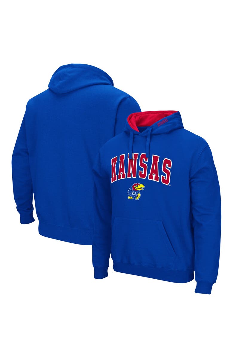 COLOSSEUM Men's Colosseum Royal Kansas Jayhawks Arch & Logo 3.0 Pullover Hoodie, Main, color, Royal