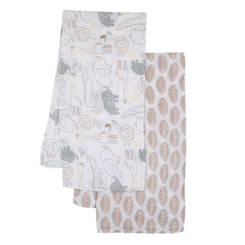 Jungle Story 100% Cotton Muslin Safari Swaddle Blankets - 2 Pack