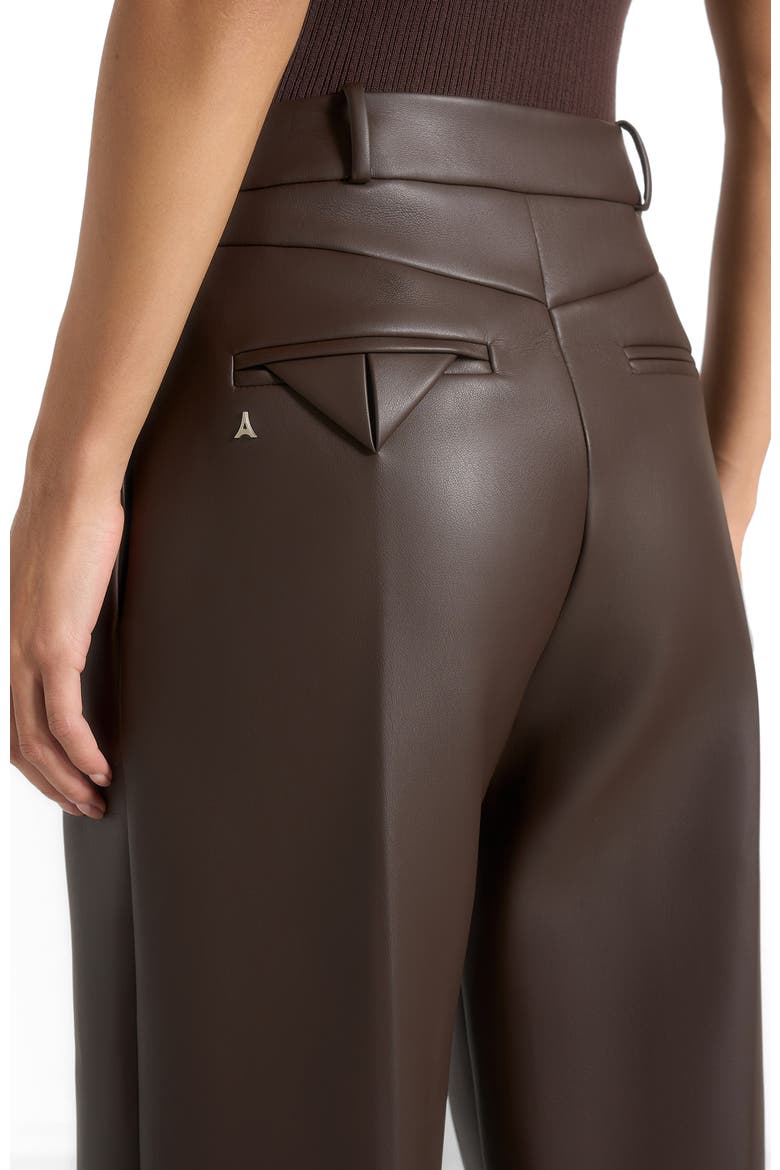 Julie Leather Twin Pleat Trousers, Alternate, color, Brown