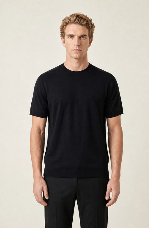 Short Sleeve Knit Crewneck Sweater Tee
