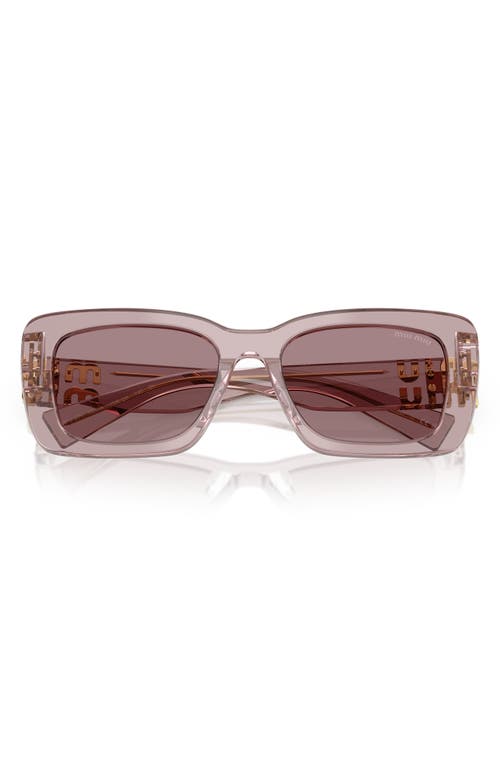Miu Miu 53mm Rectangular Sunglasses In Mauve/purple/brown