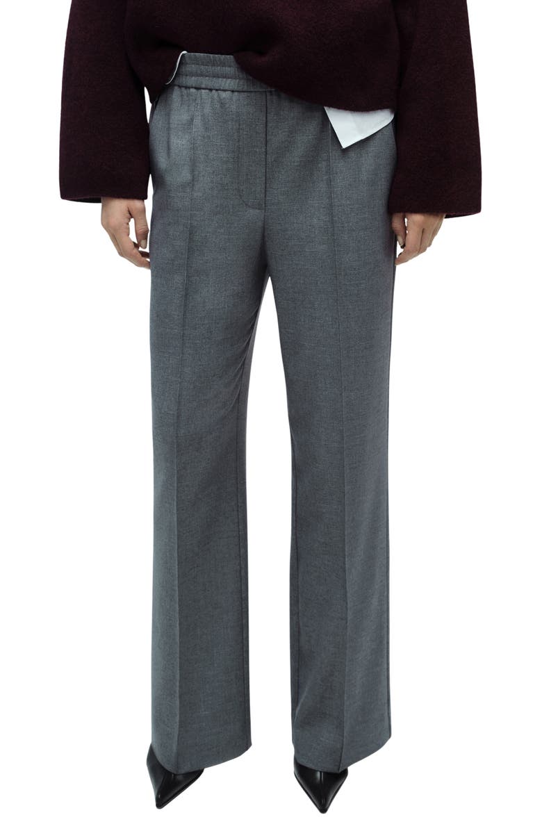 MANGO High Waist Wide Leg Pants, Main, color, Grey