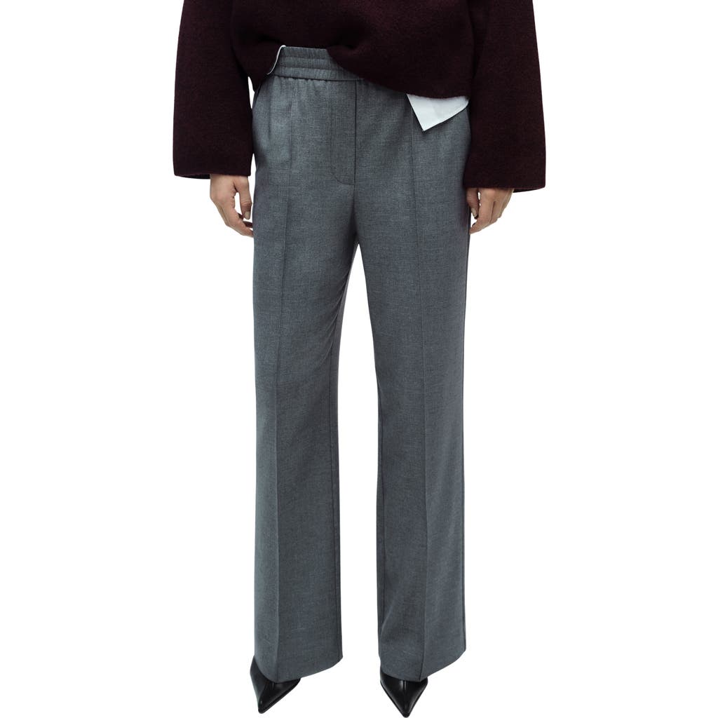 Mango High Waist Wide Leg Pants In Gray