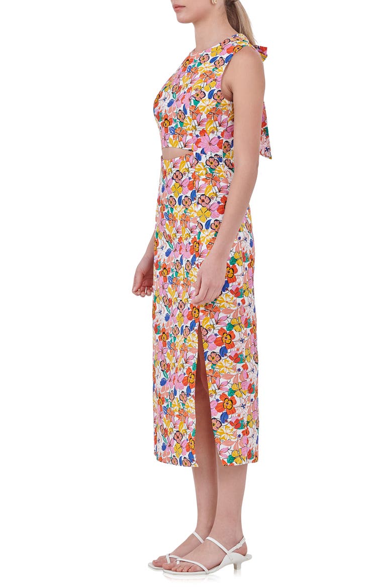 Floral Cutout Cotton Dress, Alternate, color, WHITE MULTI