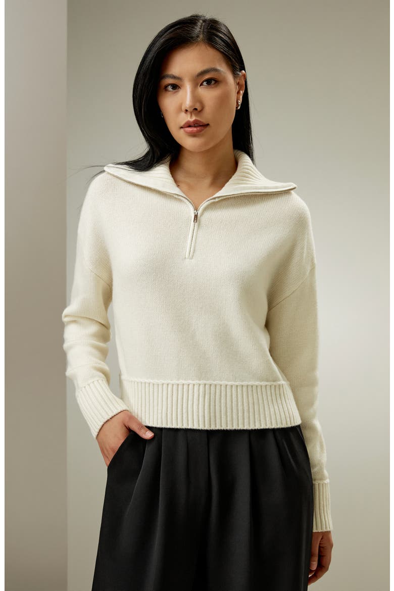 Women's Relaxed Fit Wool-Cashmere Blend Sweater, Alternate, color, White
