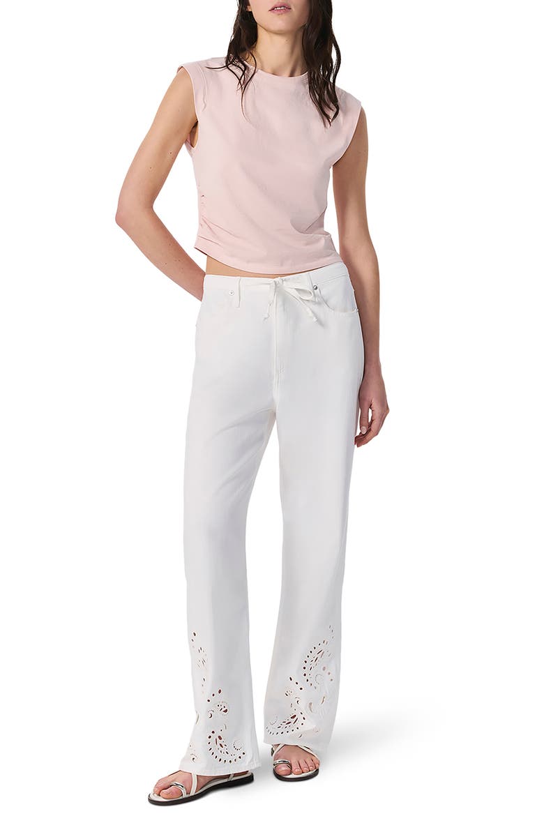 Phoebe Wide Leg Drawstring Jeans, Alternate, color, WHITE YELET
