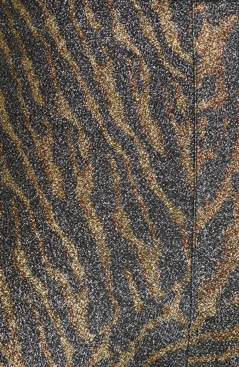 Ganni Tiger Print Metallic Jersey Crop Pants, Alternate, color, 