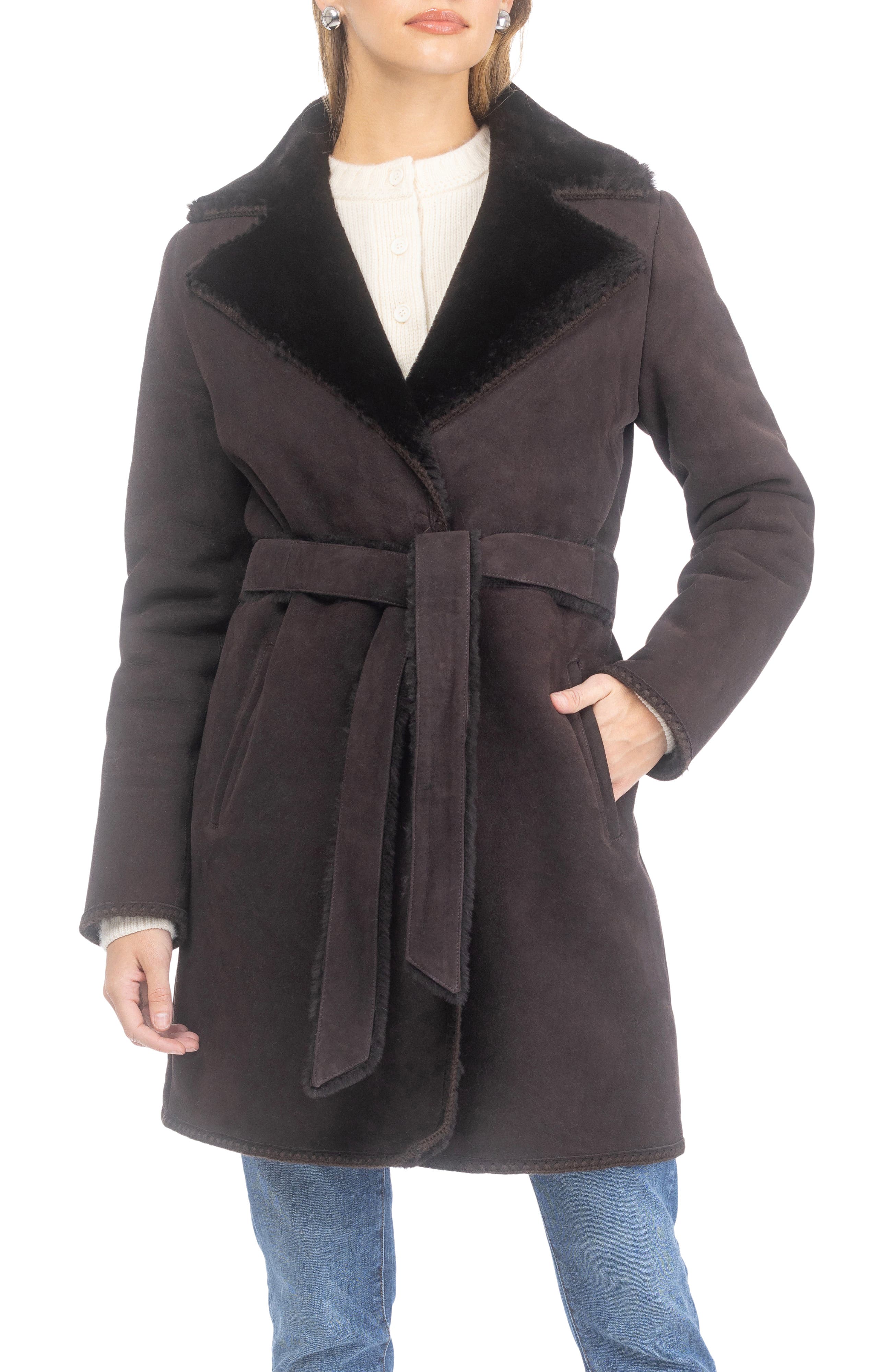 Genuine Shearling Stroller, Belt