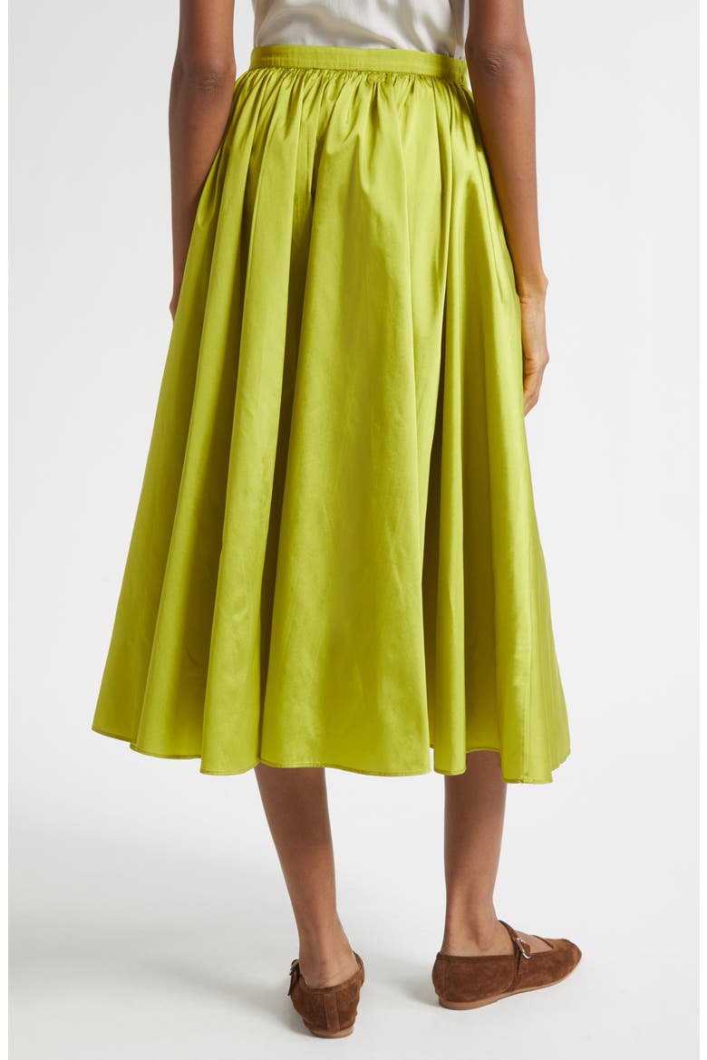 Ayla Pleated Midi Skirt, Alternate, color, CHARTREUSE TAFFETA