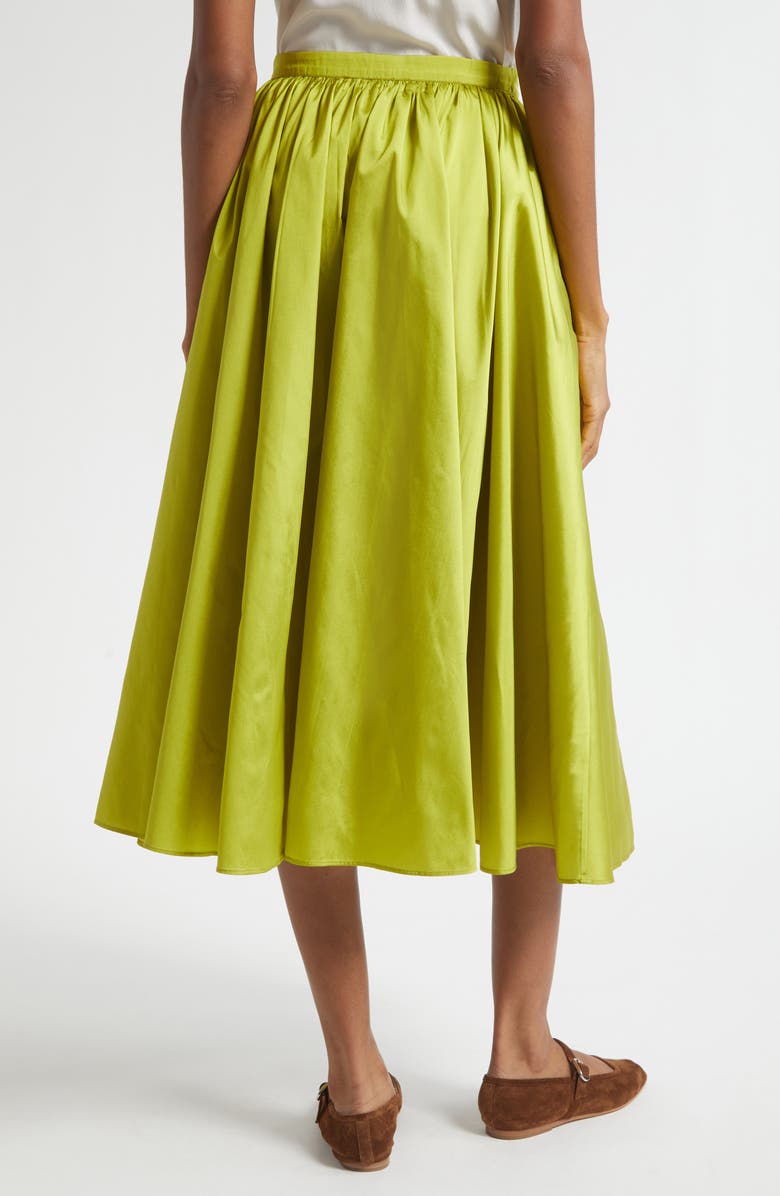 MILLE Ayla Pleated Midi Skirt, Alternate, color, Chartreuse Taffeta