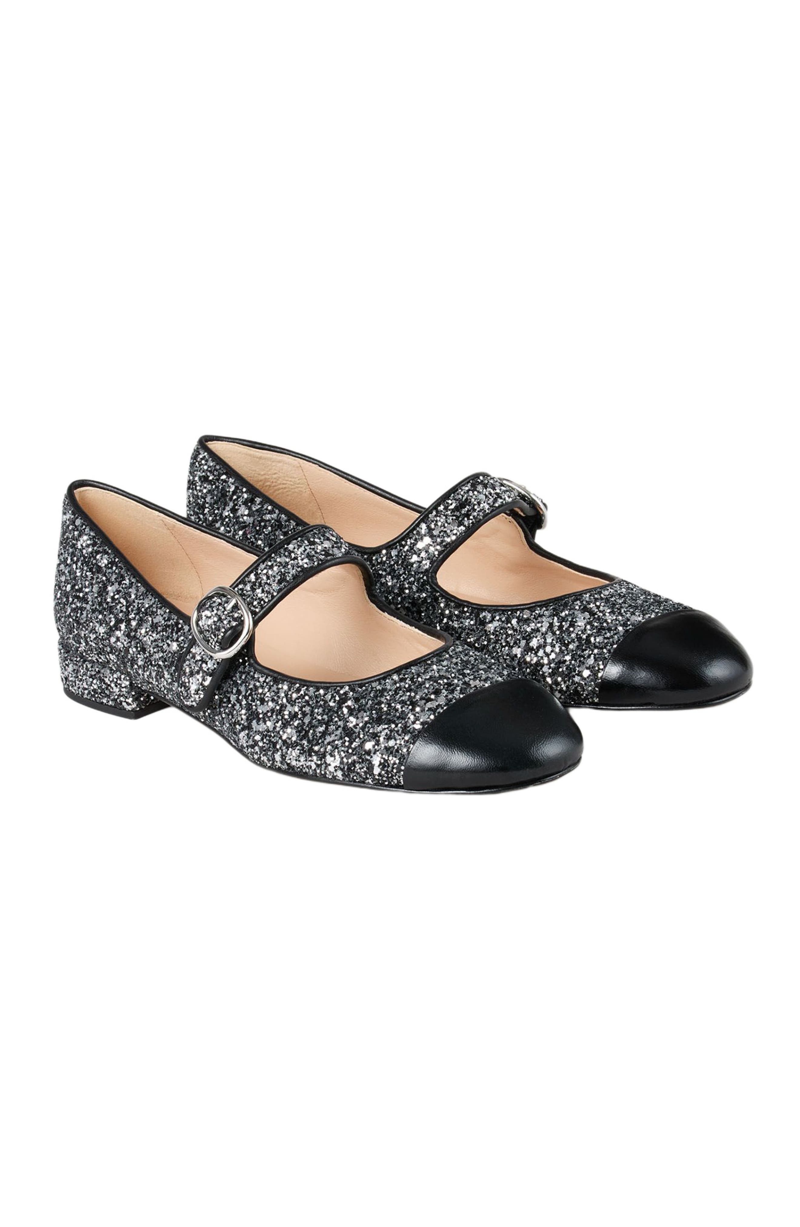 SANDRO Glitter ballet flats, Alternate, color, Black