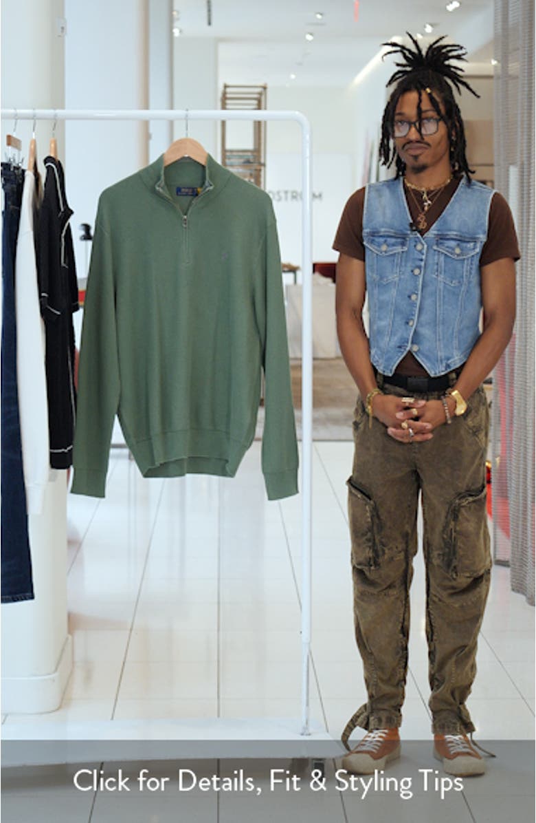 Solid Cotton Piqué Quarter Zip Sweater, sales video thumbnail