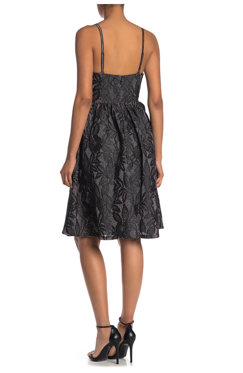 GRACIA Metallicized Lace Sleeveless Flare Dress, Alternate, color,