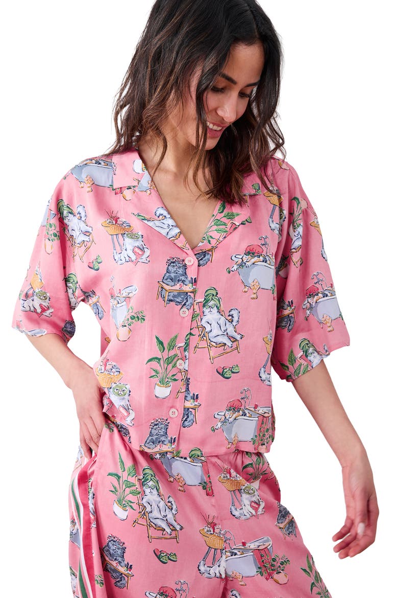Cosmic Satin Pajamas, Alternate, color, PINK POLISH