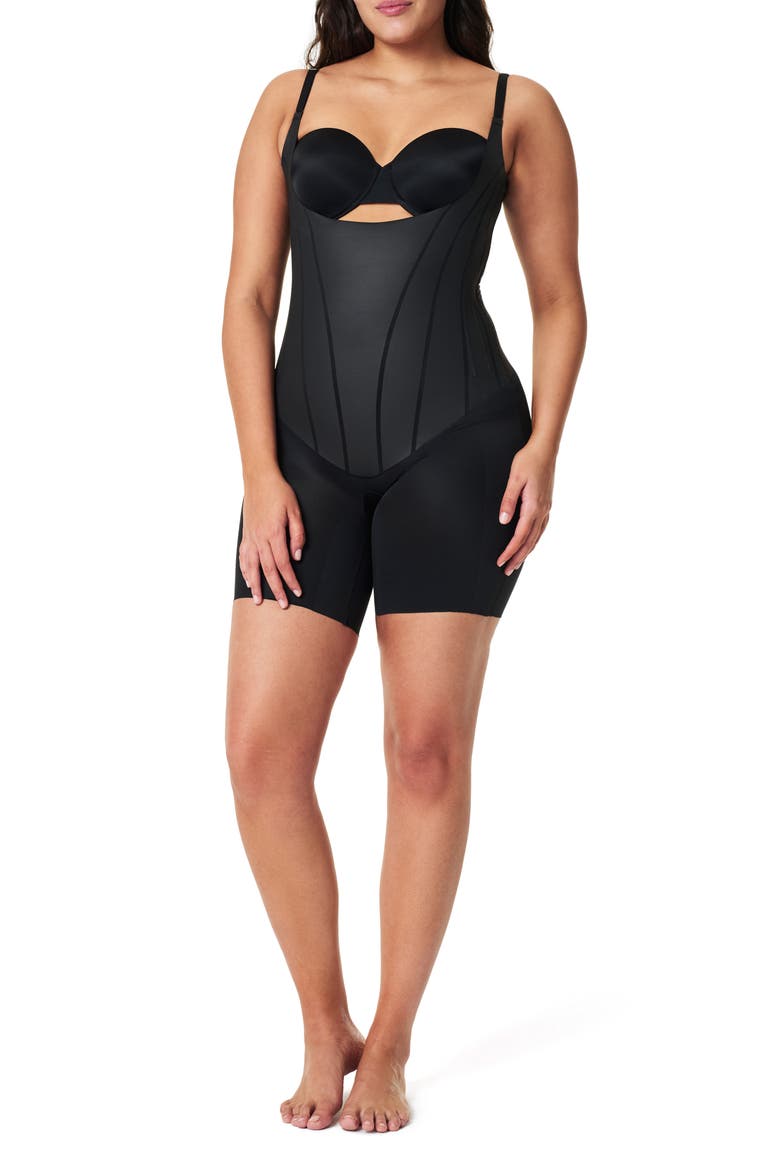 SPANXsculpt™ TotalContour Open-Bust Mid-Thigh Bodysuit, Alternate, color, VERY BLACK
