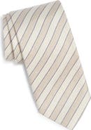 Canali Stripe Silk & Linen Tie