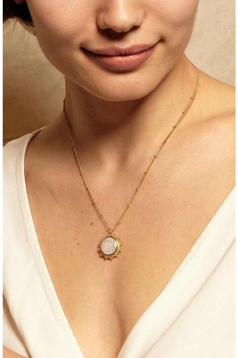 Drift Into Daydreams Moonstone Gemstone Necklace, Alternate, color, Gold