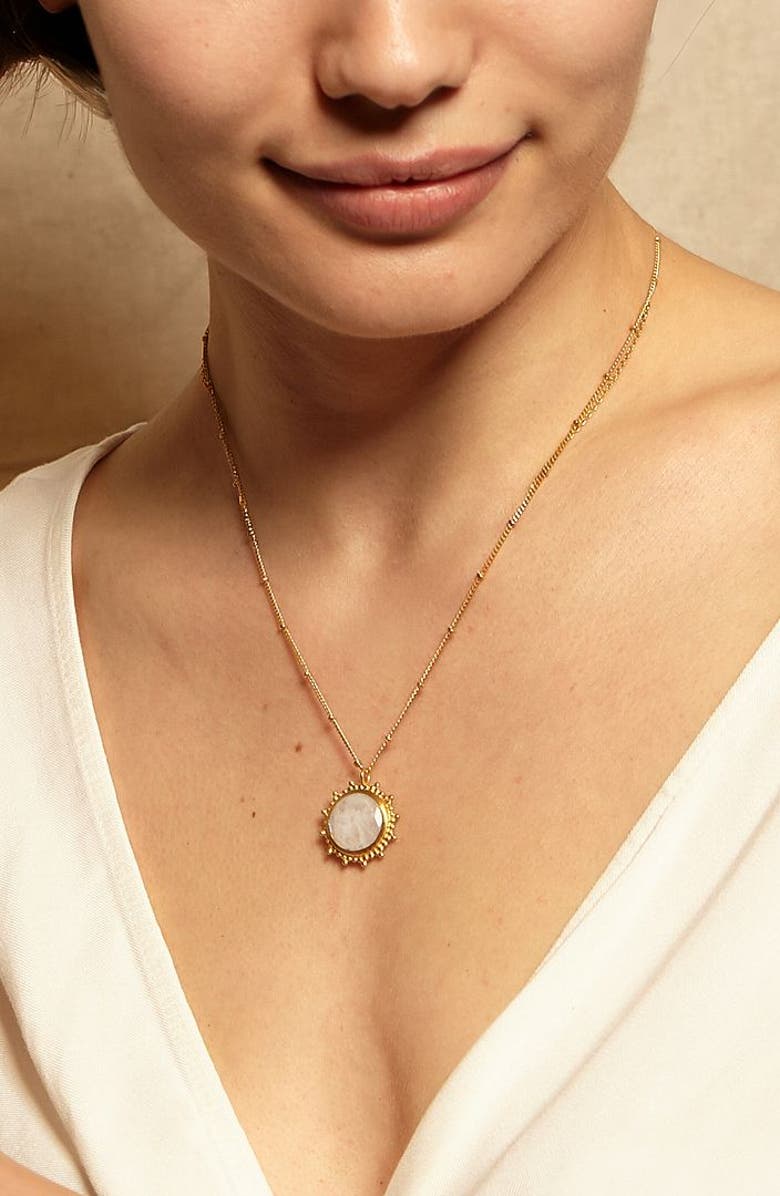 Satya Jewelry Drift Into Daydreams Moonstone Gemstone Necklace, Alternate, color, Gold