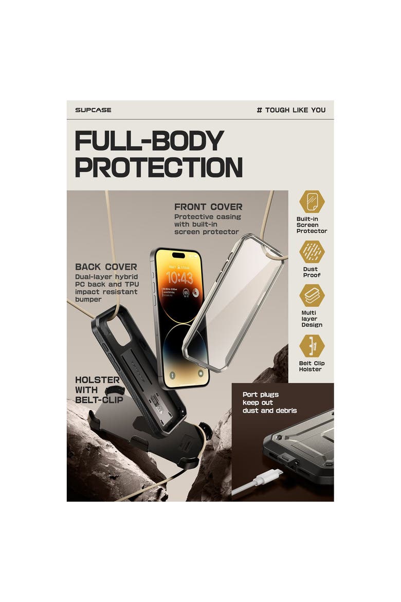 iPhone 15 Pro 6.1 inch Unicorn Beetle Pro Rugged Case, Alternate, color, Titanium Gray