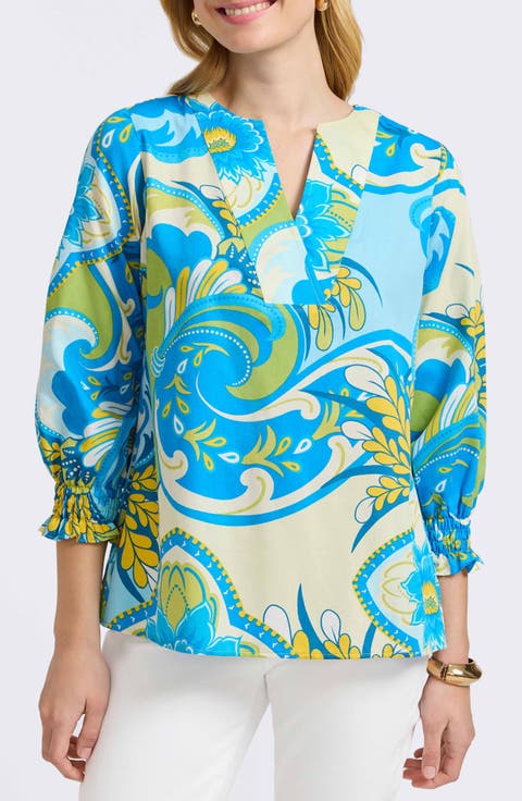 Alicia Floral Cotton Popover Top