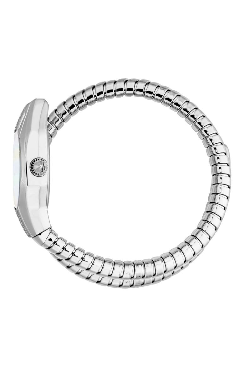 Vivace Snake Wraparound Bracelet Watch, 22.5mm x 33mm, Alternate, color, SILVER