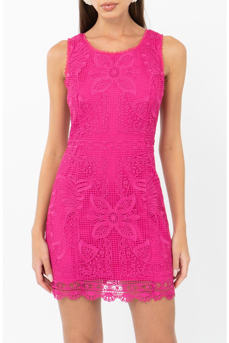 Maritza Fit and Flare Lace Minidress, Alternate, color, BERRY PINK