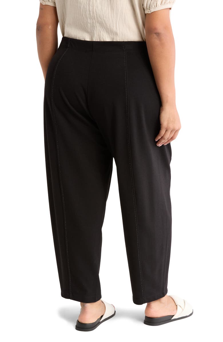 MAX STUDIO Knit Twill Crop Barrel Leg Pants, Alternate, color, Black