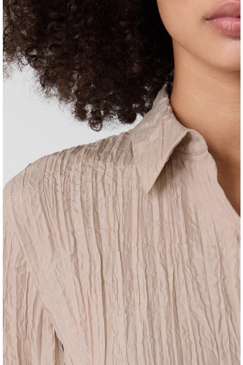 Plissé Silk Tunic Shirt, Alternate, color, WHEAT