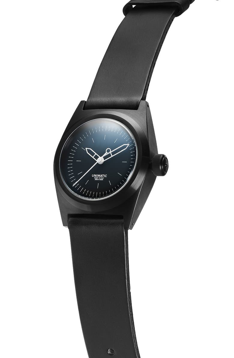 UNIMATIC Modello Due Automatic Leather Strap Field Watch, 36mm x 39mm, Alternate, color, 