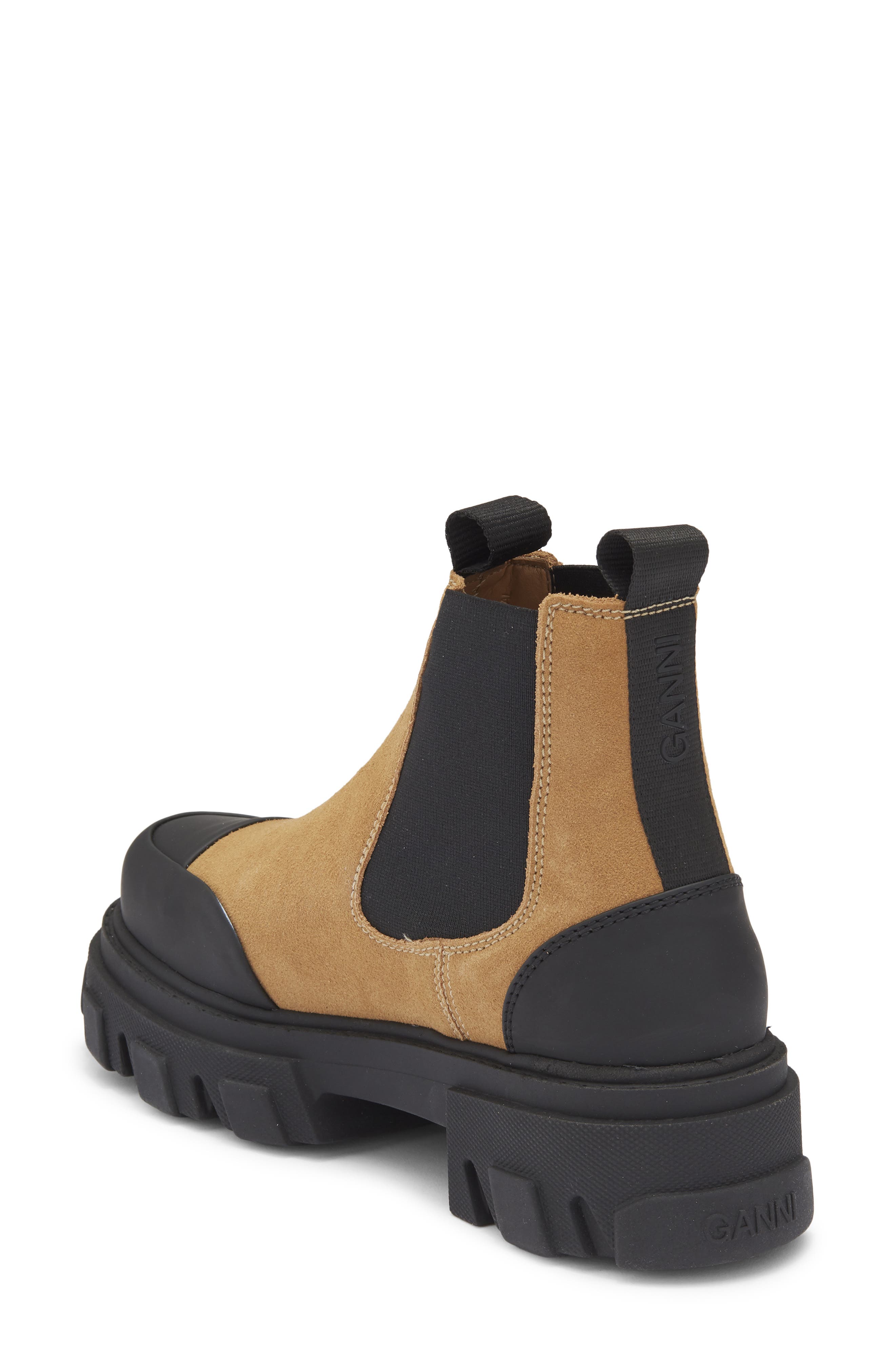 Ganni Cleated Chelsea Boot, Alternate, color, Cognac