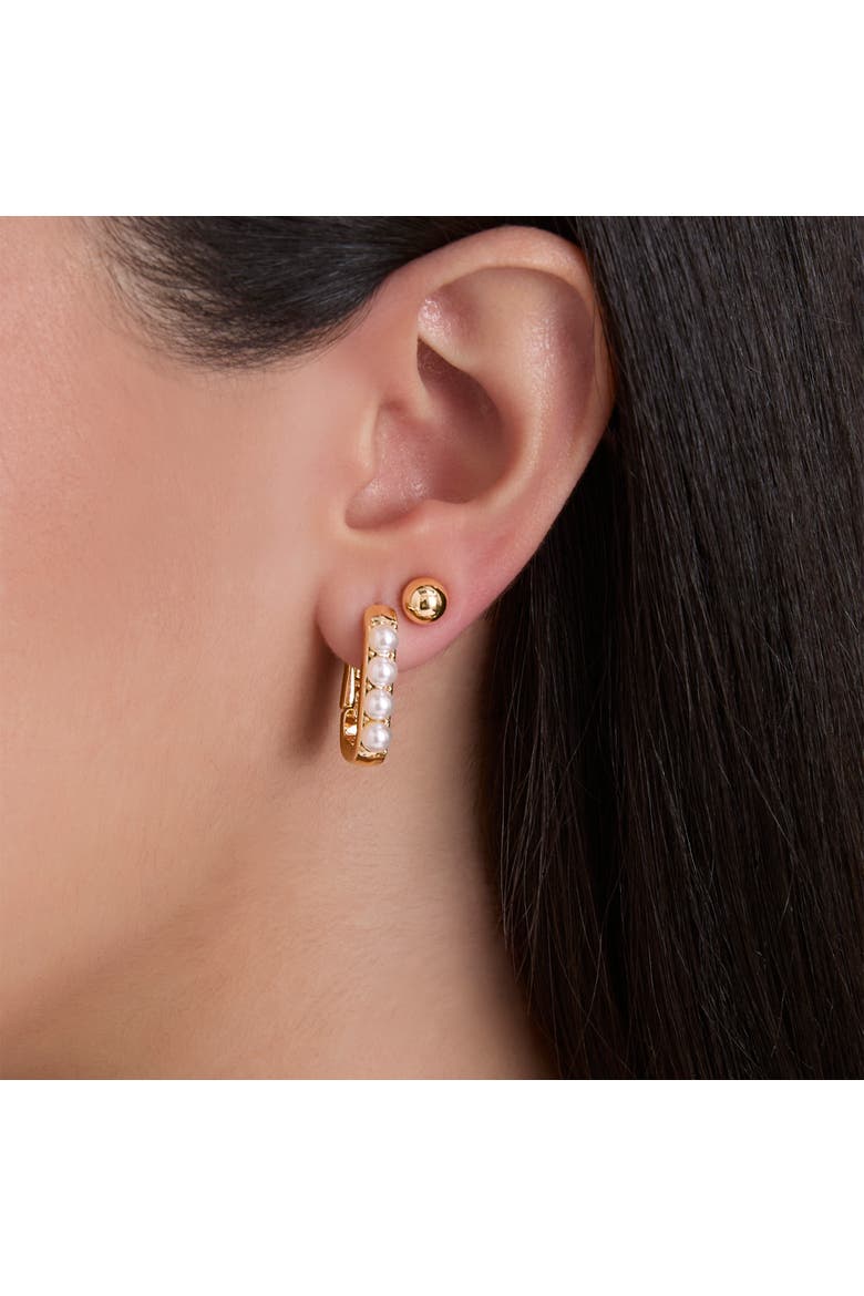 Pearl Stud Earring Set of 3, Alternate, color, Gold