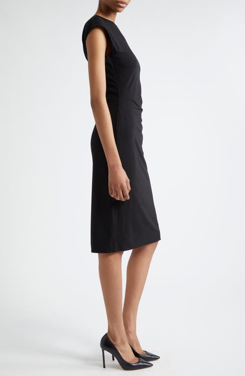 Emporio Armani Ruched Sheath Dress In Solid Black
