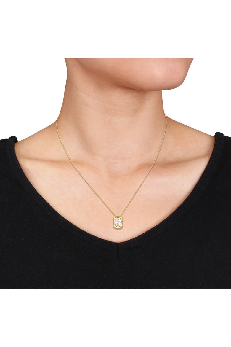 Lab-Grown Diamond Solitaire Puffed Necklace 14k, Alternate, color, Yellow Gold