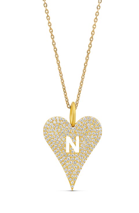 Heart Initial Cubic Zirconia Pavé Necklace