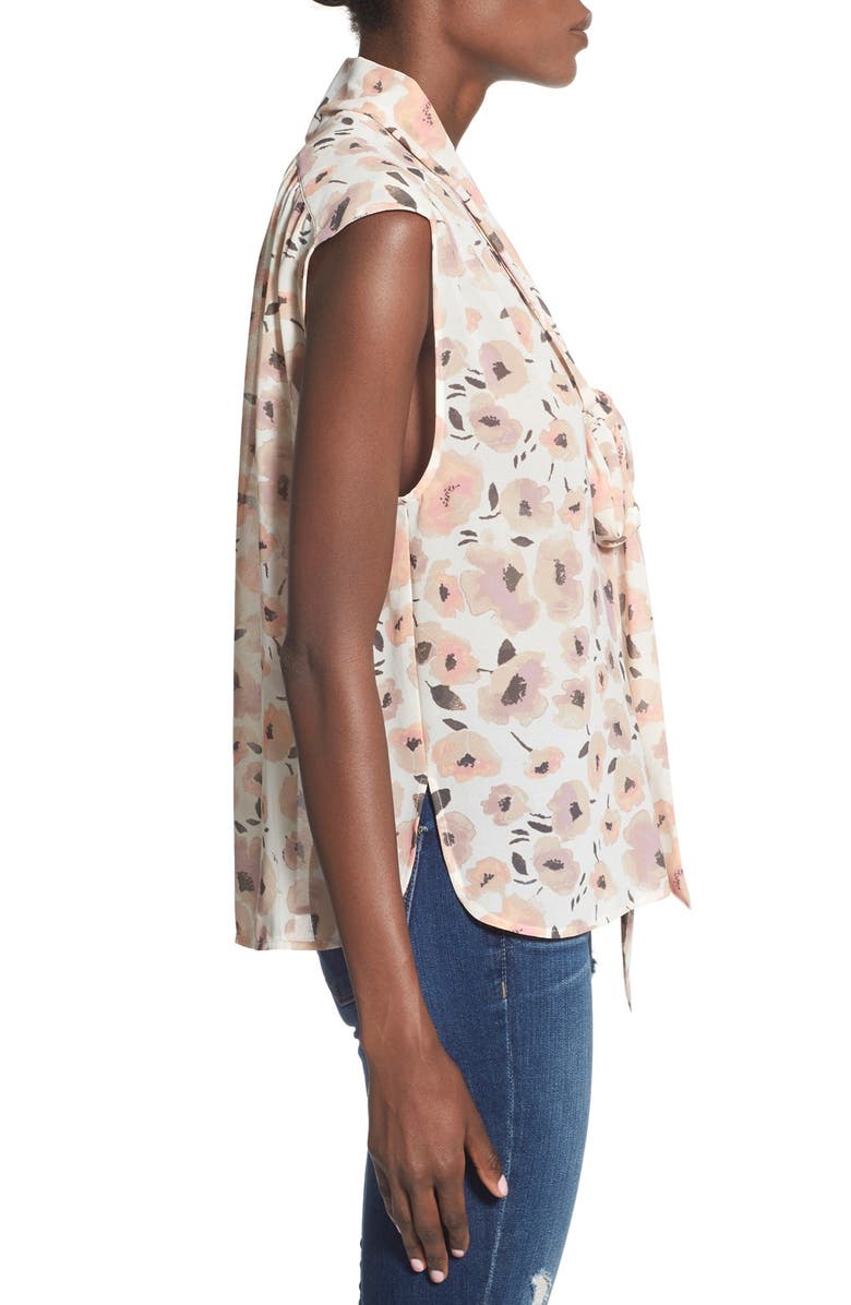 Leith Floral Print Tie Front Top, Alternate, color, 
