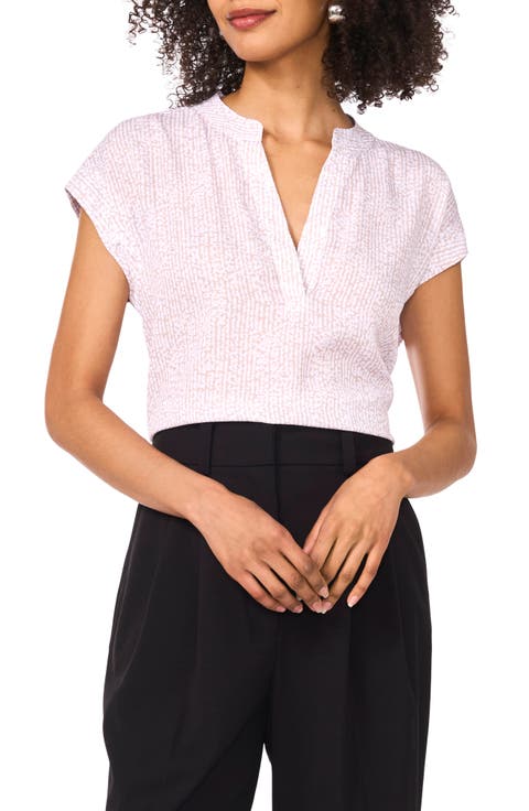 Abstract Print V-Neck Top