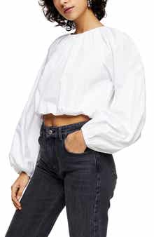 Topshop Bubble Hem Crop Blouse