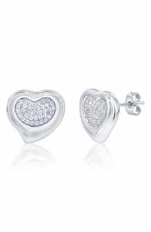 SIMONA Cubic Zirconia Heart Stud Earrings