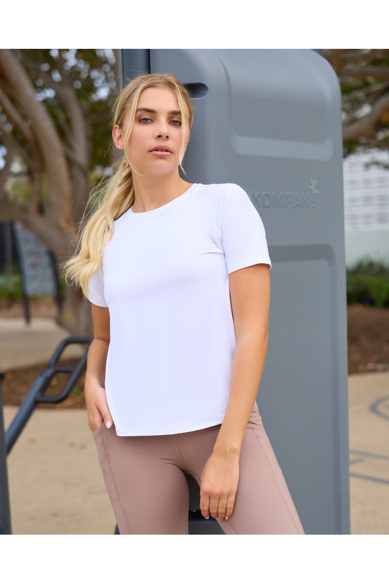 Women's Short Sleeve UV Protection Relaxed Crew Shirt, Alternate, color, White