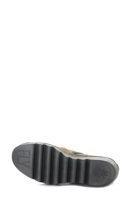 Fly London Baan Platform Wedge Bootie In Green