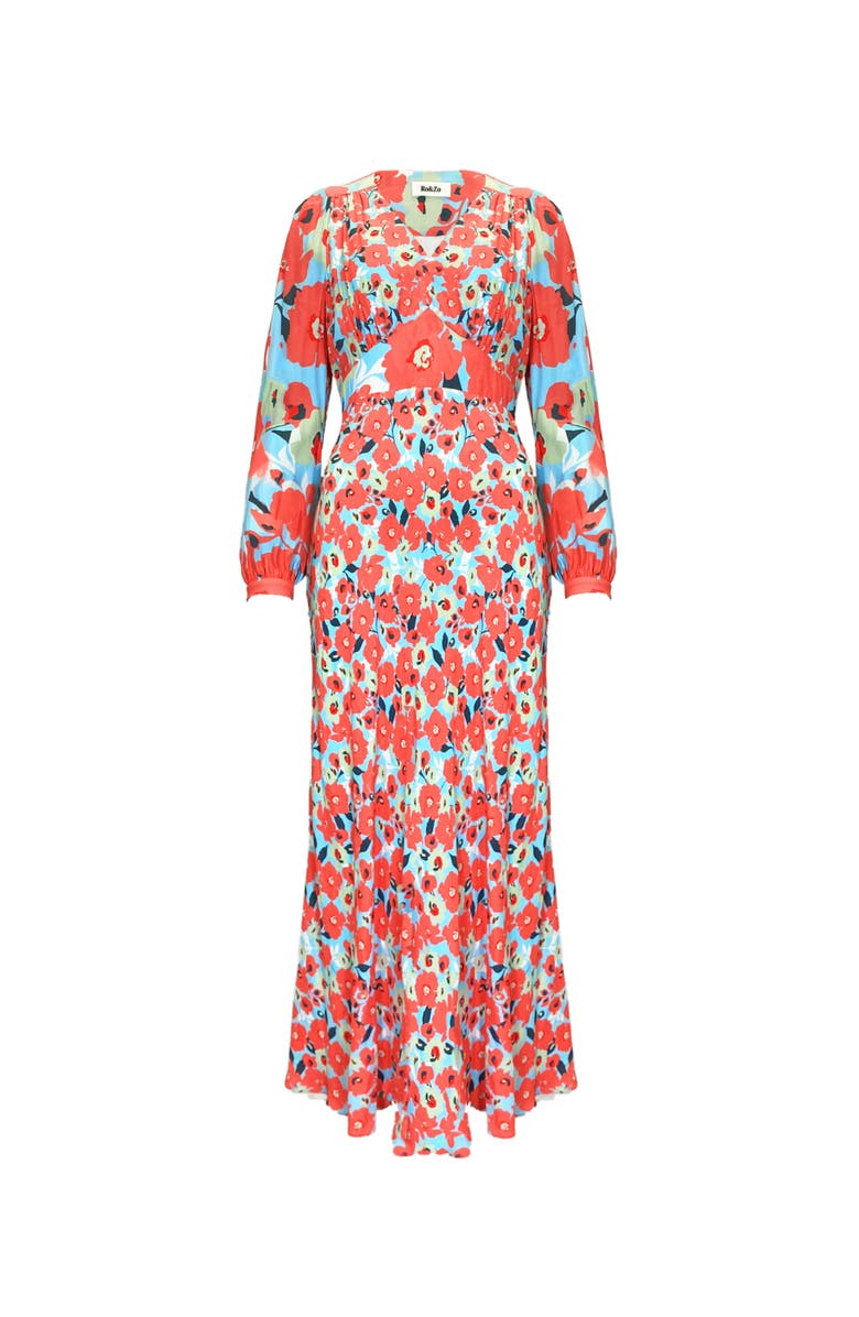 Ro&Zo Floral And Spot Mix Dress, Alternate, color, Blue