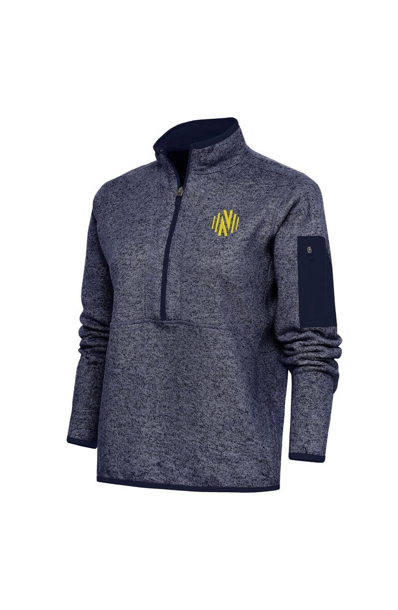 ANTIGUA Women's Antigua  Heather Navy Nashville SC Fortune Half-Zip Pullover Jacket, Main, color, 