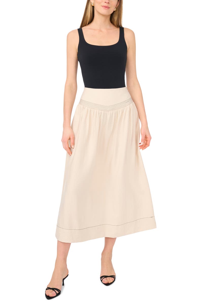 Vince Camuto Trappunto Toke Midi Skirt, Alternate, color, Soft Cream