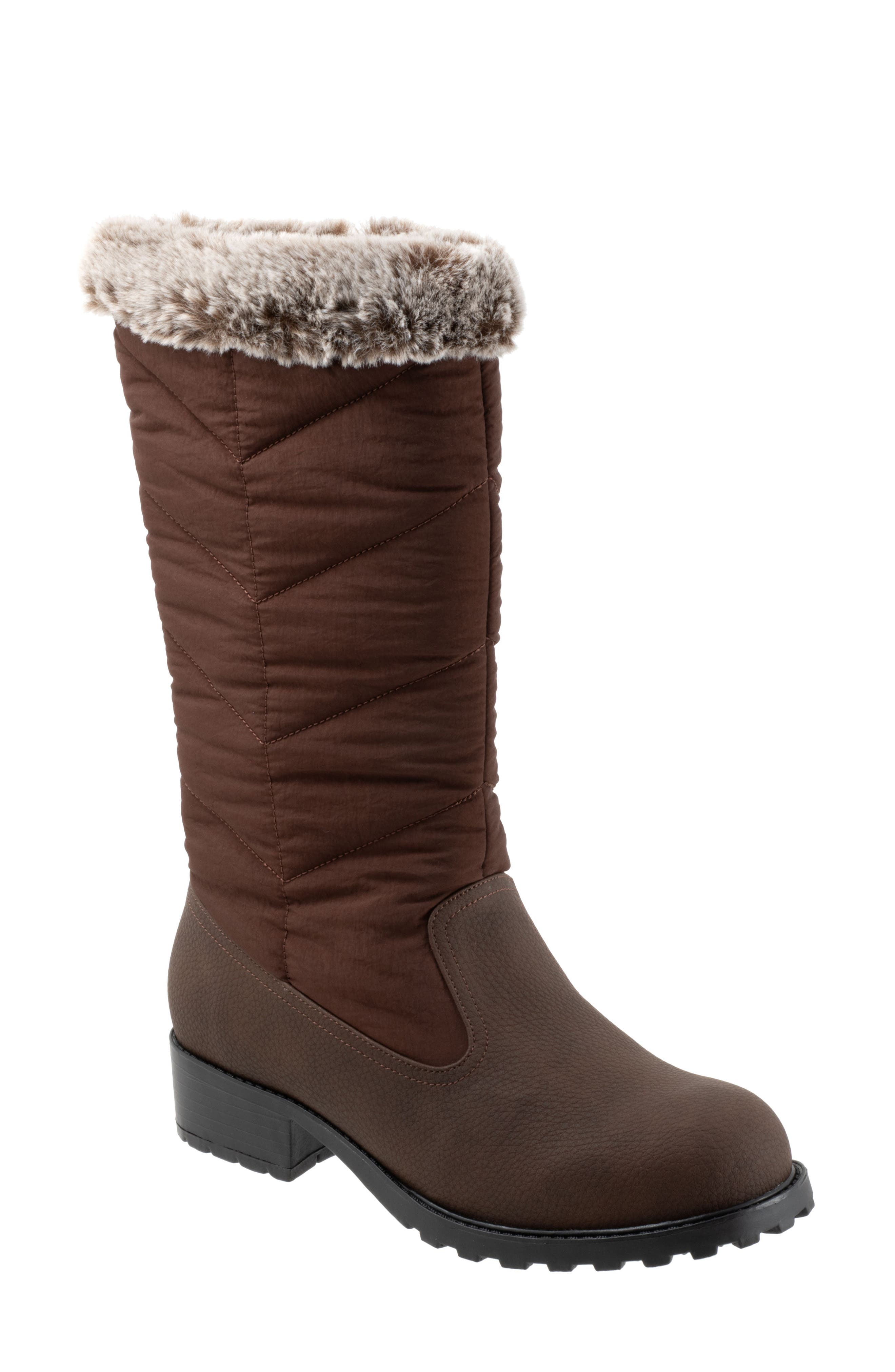Benji 3.0 Faux Fur Water Resistant Boot, Main, color, DARK BROWN