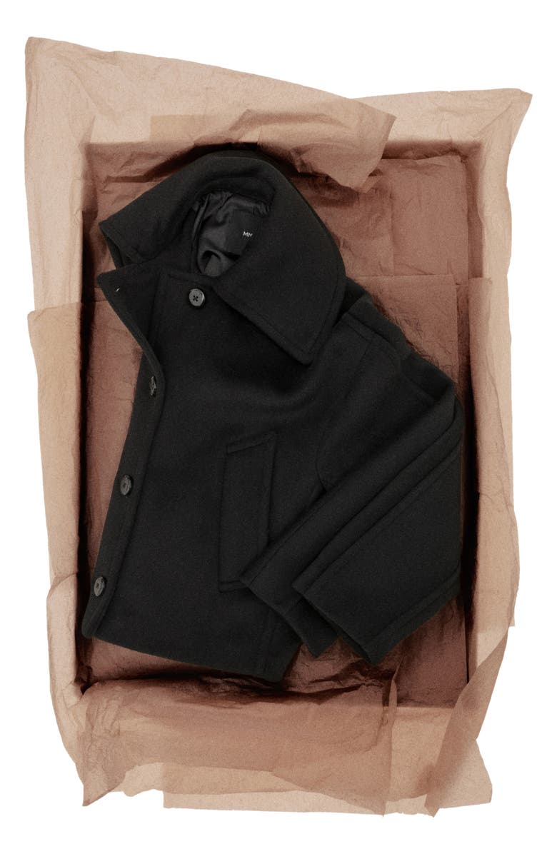 MANGO Wool Blend Crop Jacket, Alternate, color, Black