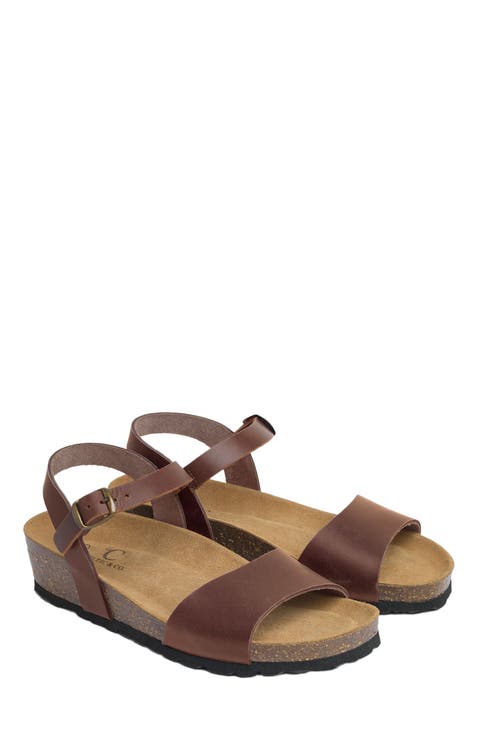 Low Wedge Ankle Strap Sandal